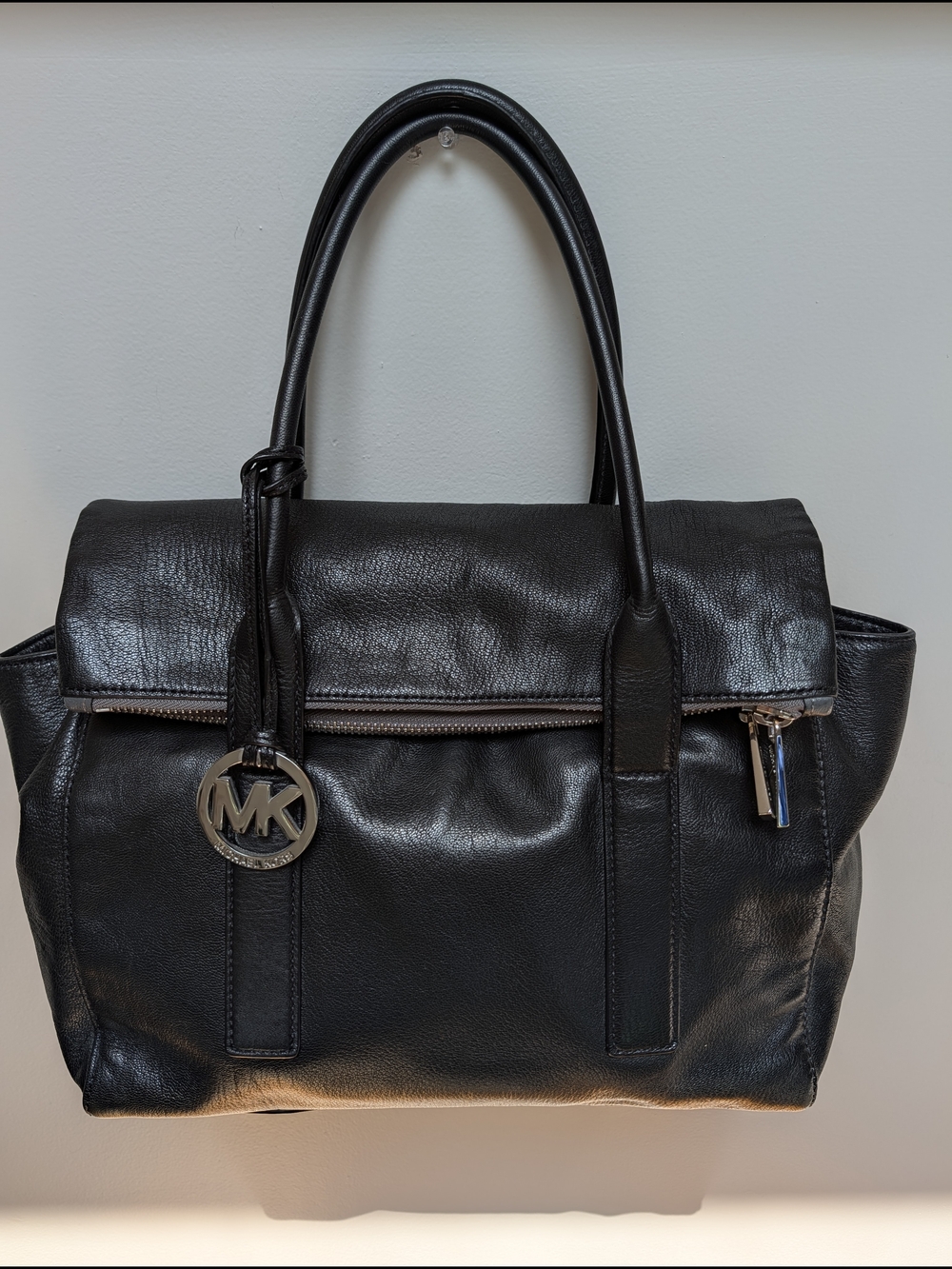 Michael Kors Genuine Leather Reversible Foldover Two-Tone Tote Bag